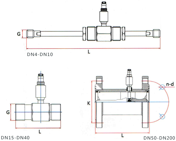 dn40液體渦輪流量計安裝尺寸圖