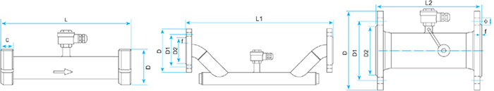 高溫超聲波流量計衛(wèi)生型管段式傳感器圖示